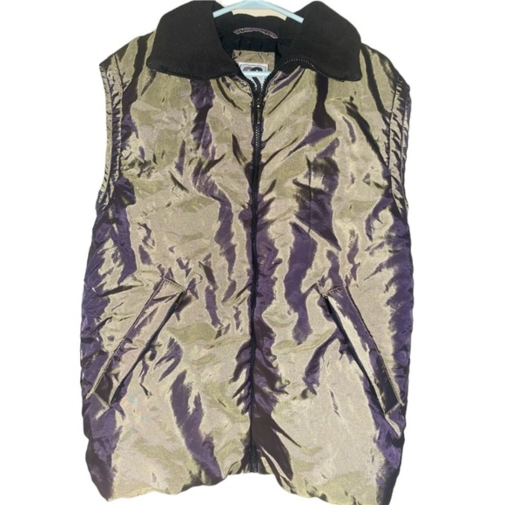 CS Signature Vintage Women’s Metallic Olive Green Vest  With Fleece Coll…